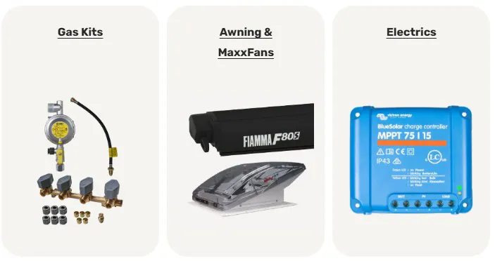 Outer Land Supplies Gas Electrics Awning Max Fans